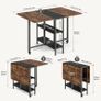 Drop Leaf Table with Storage Shelves Extendable for Small Spaces Kitchen Dining Room, 120 x 80 x 75 cm, Rustic Brown and Black Image 3