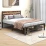 Double Bed Frame with Rustic Wood Headboard Image 8