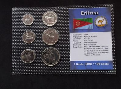 Eritrea Coins : 6 Set of Eritrean Nakfa Coins - 1997