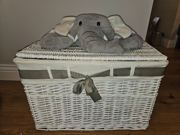 White wicker storage box