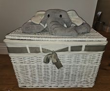 White wicker storage box