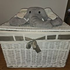White wicker storage box