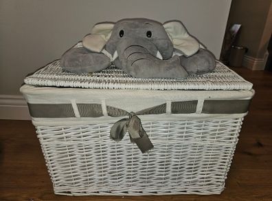White wicker storage box