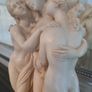 Three Graces Mantelpiece Antique Display On Black Marble Stand. Image 8