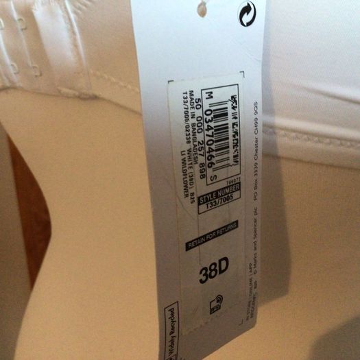 M&S non wired white Bra 38D BNWTS