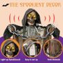 69inch Halloween Animated Grim Reaper Decoration with Chain, Life Size Skeleton with Light-up Eyes Creepy Sound Sound Activated for Halloween Haunted House Prop Outdoor Indoor Lawn Decorations Image 3