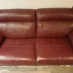 Red leather sofa