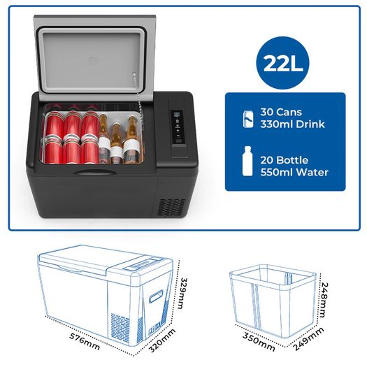 Car Mini Fridge 12V Portable Compressor Refrigerator 22L/28L Cooler For Caravan Camping Travel or Cosmetic Freezer
