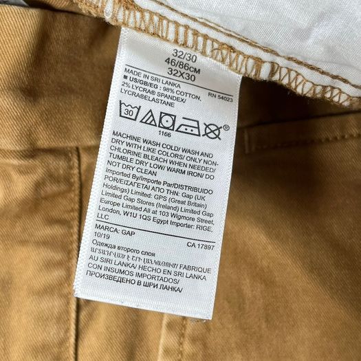Gap Men's Essential Khaki Straight Fit Chinos - Brown - W32 L29 - Stretch