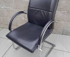 1970's Chrome Tube Leather Chair. Vintage 70's collectable design classic
