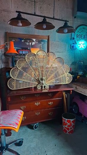 Antique brass framed mirror