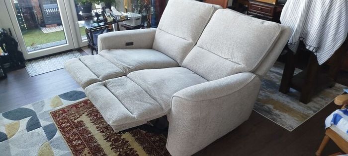 2 Seater Electric Recliner Sofa Cream Fabric 1 Year Old Excellent Condition