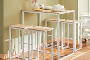 Dining Table Set with 4 Bar Stools Space Saving Design 100 x 60 x 96cm Natural