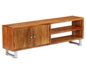 TV Cabinet Solid Wood with Carved Doors 140x30x40 cm