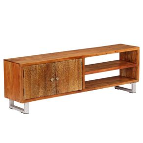 TV Cabinet Solid Wood with Carved Doors 140x30x40 cm