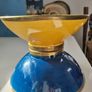 Rare Vintage Glazed Bowls with Gold Banding. Striking Blue & Mustard Yellow Duo. Image 3