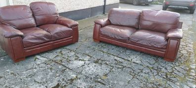 Brown leather couches