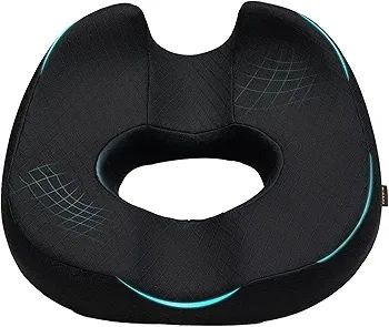 Donut Pillow Donut Cushion Chair Seat Cushion - The Memory Foam Firm Coccyx Pad You Need for Comfort During Long Sitting at Office Chairs, Gaming & Car Seats!(A-Black, Standard)