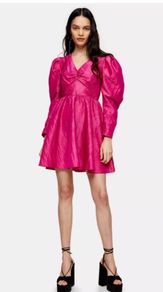 topshop dress hot pink party dress festive chic
