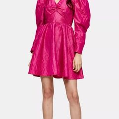 topshop dress hot pink party dress festive chic
