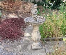 garden ornamental Stone Statue font and birdfeeder