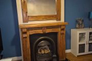 fireplace and mirror