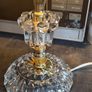 Vintage 1960s Cut Glass Hurricane Parlor Lamp Gold Brass Boudoir Accent Light Postage Available or Collection Image 3