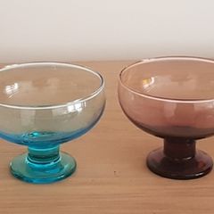 Hand blown art deco style dessert dishes