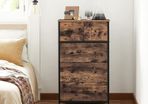 chest of drawers, wardrobe, 6 fabric drawers with MDF front, metal frame, loadable up to 25 kg, industrial design, for children's room, bedroom, hallway, vintage brown-black
