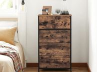 main image for ad chest of drawers, wardrobe, 6 fabric drawers with MDF front, metal frame, loadable up to 25 kg, industrial design, for children's room, bedroom, hallway, vintage brown-black