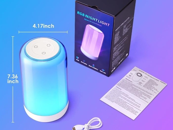 Rechargeable Lamp, RGB&10 Brightness Touch Lamp,1800mah Cordless Lamp Rechargeable Lamp for Bedroom & Touch Lamps Bedside Lamp,Portable Lamp for Bedroom,Night Light Kids Night Light Baby, Adult Gifts