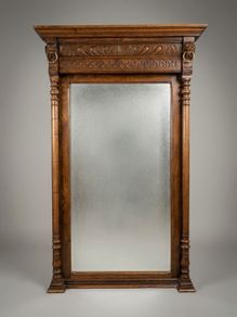 Late 19th Century Belgian Mechelen Carved Oak Mirror