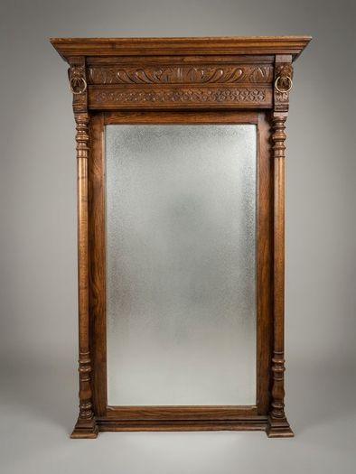 Late 19th Century Belgian Mechelen Carved Oak Mirror