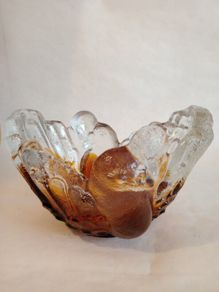 Vintage Amber Glass Bowl. Designed by Pertti Santalahti