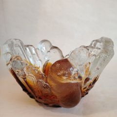 Vintage Amber Glass Bowl. Designed by Pertti Santalahti