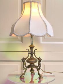 Edison & Swan Antique Rococo Brass Table Lamp Working Order