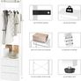Coat Rack with Non woven Drawer, Freestanding Tall Closet Organizer, Clothes Rack with Rod, Tall Clothes Standing Dresser for Bedroom, Living Room, Entryway, White Image 7
