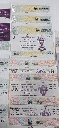Vintage Silk Cut Rugby League Challenge Cup Wembley Tickets 8-Year Bulk Lot 1988-1997