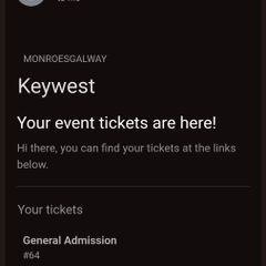 Key West - Galway 19th September (2 tickets)