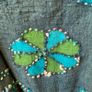 Giardino D'Oriente 100% Wool Scarf Wrap Teal Blue & Green Floral Boho Shawl, Wearable Art Image 3