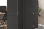 Room Divider 4 Panels Black Solid Wood Paulownia