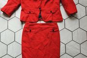 Marks &amp; Spencer Suit Wool Red Jacket Skirt Size 16