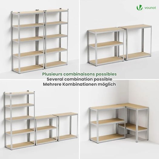 5-Tier Heavy Duty Shelving Units, Set of 2 Metal Storage Racking for Garage, Shed, Workshop & Warehouse, Freestanding Shelves, Load Capacity 875kg, 180 x 90 x 40 cm
