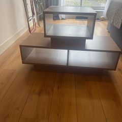 Wooden TV Stand Coffee Table with Storage Shelves