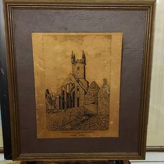 Vintage copper etching