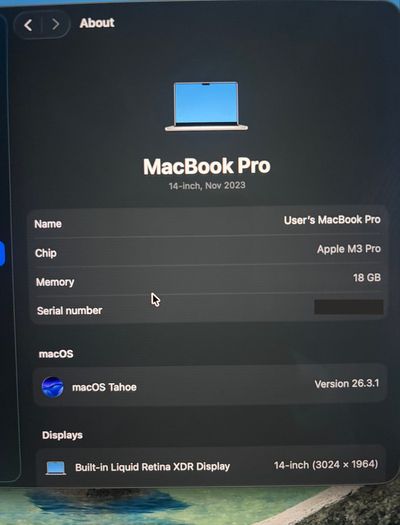 Macbook Pro 14" M3 2023 | 18gb RAM | 512gb SSD