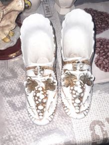Two Old Large Victorian style Porcelain Shoes A Present from Rosses Point Made in Germany