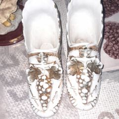 Two Old Large Victorian style Porcelain Shoes A Present from Rosses Point Made in Germany