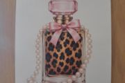Perfume bottle print with pearls and leopard print