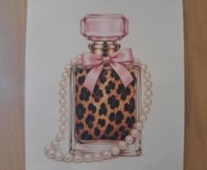 Perfume bottle print with pearls and leopard print